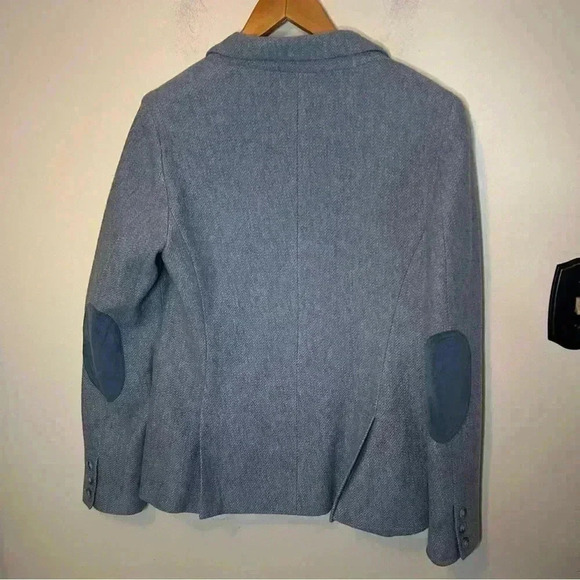 LOFT Herringbone Heathered Blue Blazer with Elbow Patches Size 6 - Picture 3 of 5